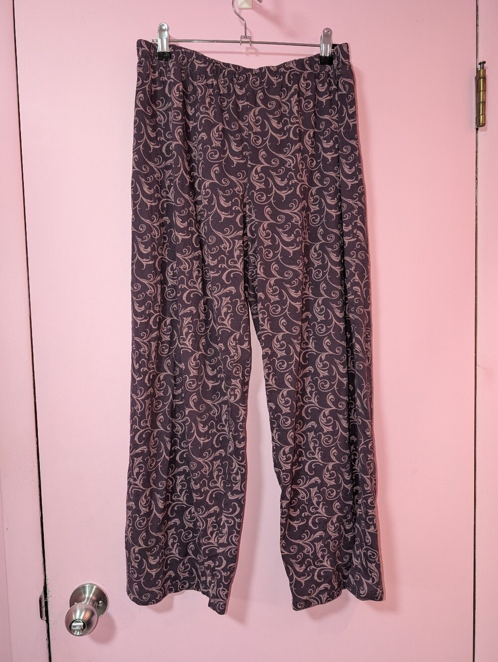 Wide-Leg Swirl Printed Purple Pants
